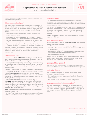 Australia Tourist Visa Application Form 48R