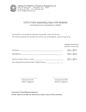 VISTO PARA MENORES/VISA FOR MINORS AUTORIZACAO DOS PAIS/PARENTAL CONSENT