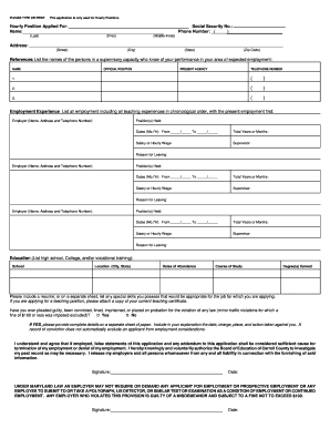Hourly Position Application Form