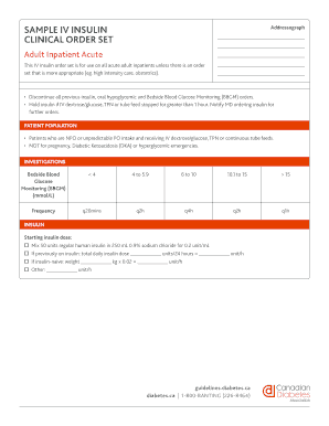 Adult Inpatient Acute IV Insulin Order Set
