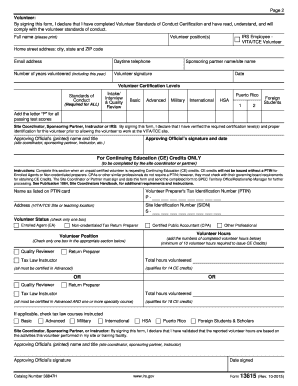 IRS Form 13615 Volunteer Certification