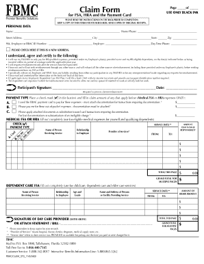 FSA HRA Claim Form