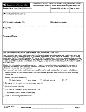 Authorization for VHA Research Health Information