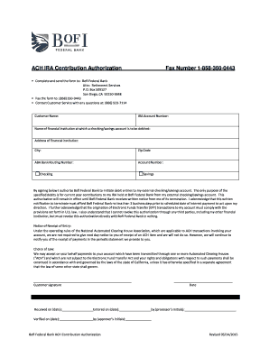 ACH IRA Contribution Authorization