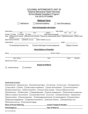 School-Based Outpatient Program Referral Form