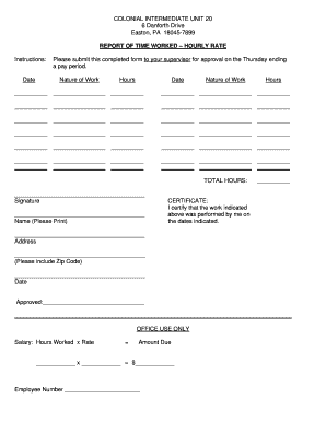 Report of Time Worked Hourly Rate
