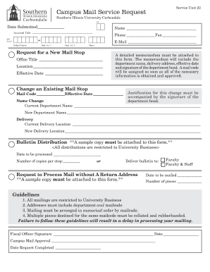Campus Mail Service Request