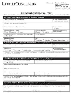 Dependent Certification Form
