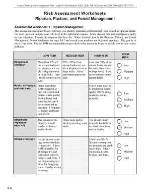 Riparian, Pasture, and Forest Management Assessment Worksheet