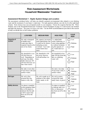 Household Wastewater Treatment Risk Assessment Worksheet