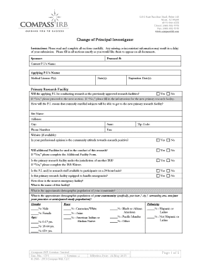 Change of Principal Investigator Form