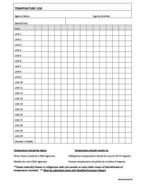 Temperature Log Form