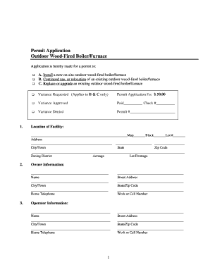 Outdoor Wood-Fired Boiler Permit Application