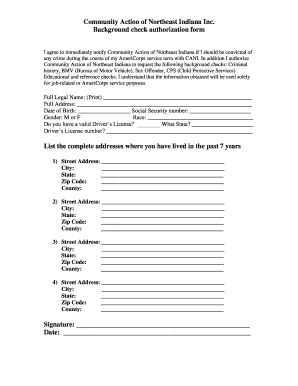 Background Check Authorization Form