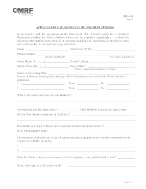 Application for Disability Retirement Pension