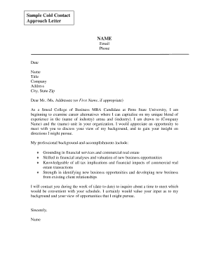Cold Contact Approach Letter