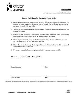 Parent Guidelines for Successful Home Visits