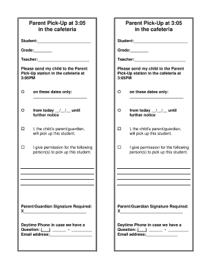 Parent Pick-Up Permission Form