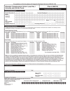 Elevator Constructors Union 401(k) Investment Election Form