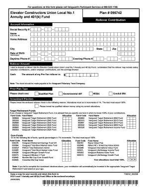 Elevator Constructors Union 401(k) Rollover Form