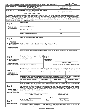 Dealer's Motor Vehicle Inventory Declaration