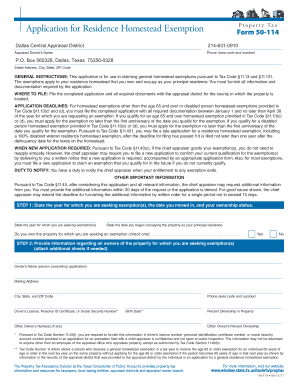 Texas Residence Homestead Exemption Application