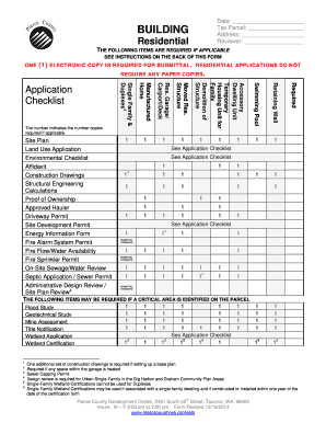 Pierce County Residential Application Checklist