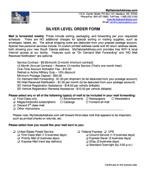 South Dakota Mail Forwarding Service Order Form