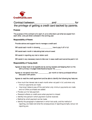 Parent-Child Credit Card Agreement