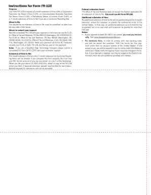 DC Form FR-128 Tax Extension Request
