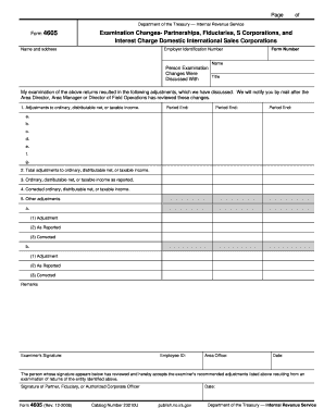 IRS Form 4605 Examination Changes