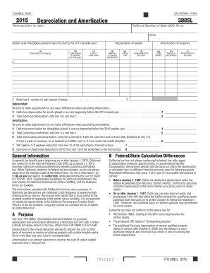 California Form 3885L 2015 Depreciation and Amortization