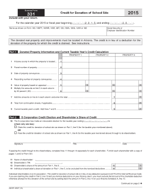 Arizona Form 331 Credit for Donation of School Site 2015