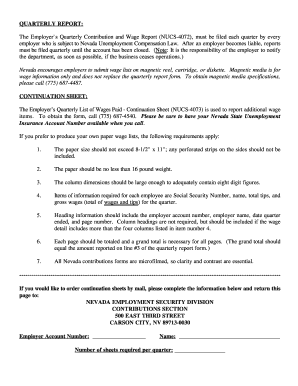 Nevada Employer Quarterly Contribution and Wage Report