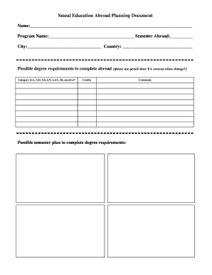 Smeal Education Abroad Planning Document