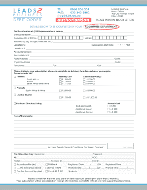 Leads 2 Business Subscription Form
