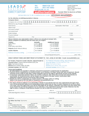 Leads 2 Business Subscription Form