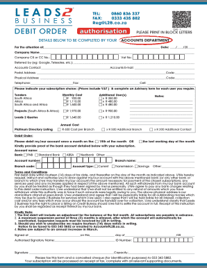 Leads 2 Business Debit Order Form