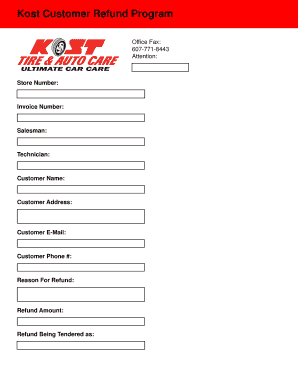 Kost Customer Refund Form