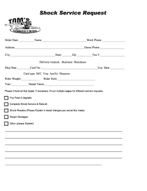 Shock Service Request Form