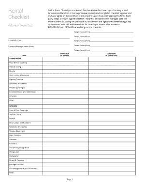 Move In Move Out Checklist