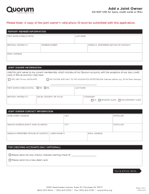 Add a Joint Owner Form