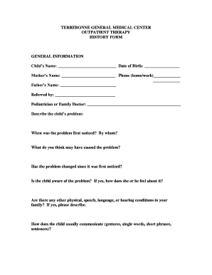 Outpatient Therapy History Form