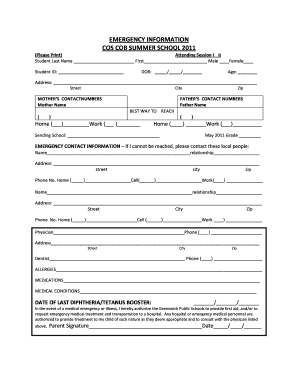 Emergency Information Form