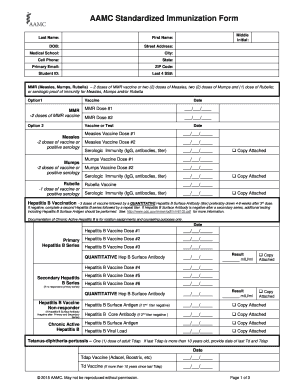 AAMC Standardized Immunization Form