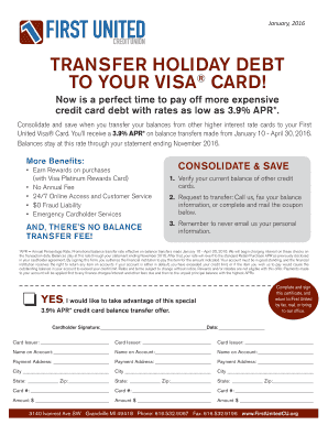 First United Visa Balance Transfer Form