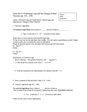Common and Natural Logarithms Study Guide