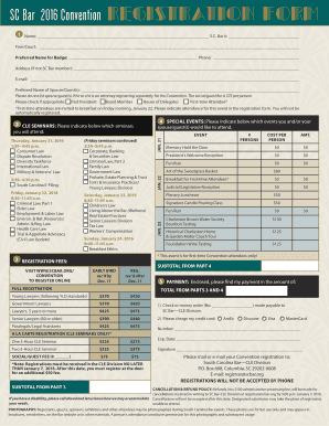 SC Bar 2016 Convention Registration Form