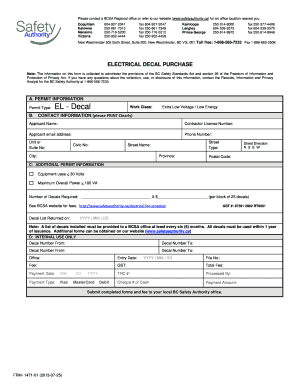 Electrical Decal Purchase Form