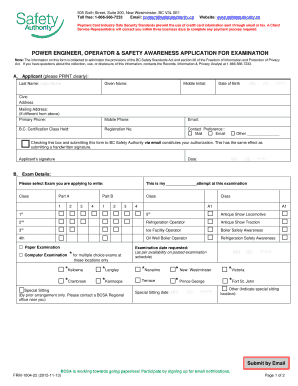 Power Engineer Operator Safety Awareness Exam Application